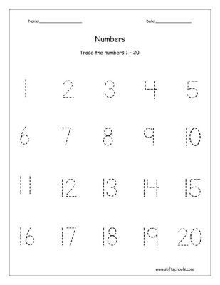 Tracing Numbers 1 20 Printable Printables Traceable Numbers Worksheets 1 20 Trace the