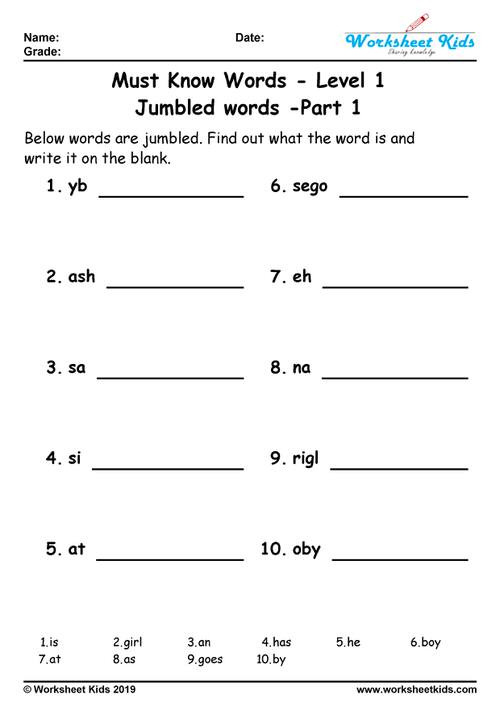 Unscramble Sentences Worksheets 1st Grade Unscramble Jumbled Words Puzzle for Grade 1 Worksheets