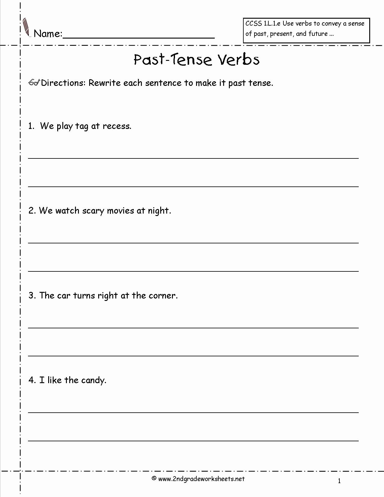 Verb Tense Worksheets 2nd Grade Identify Verb Tense Worksheet