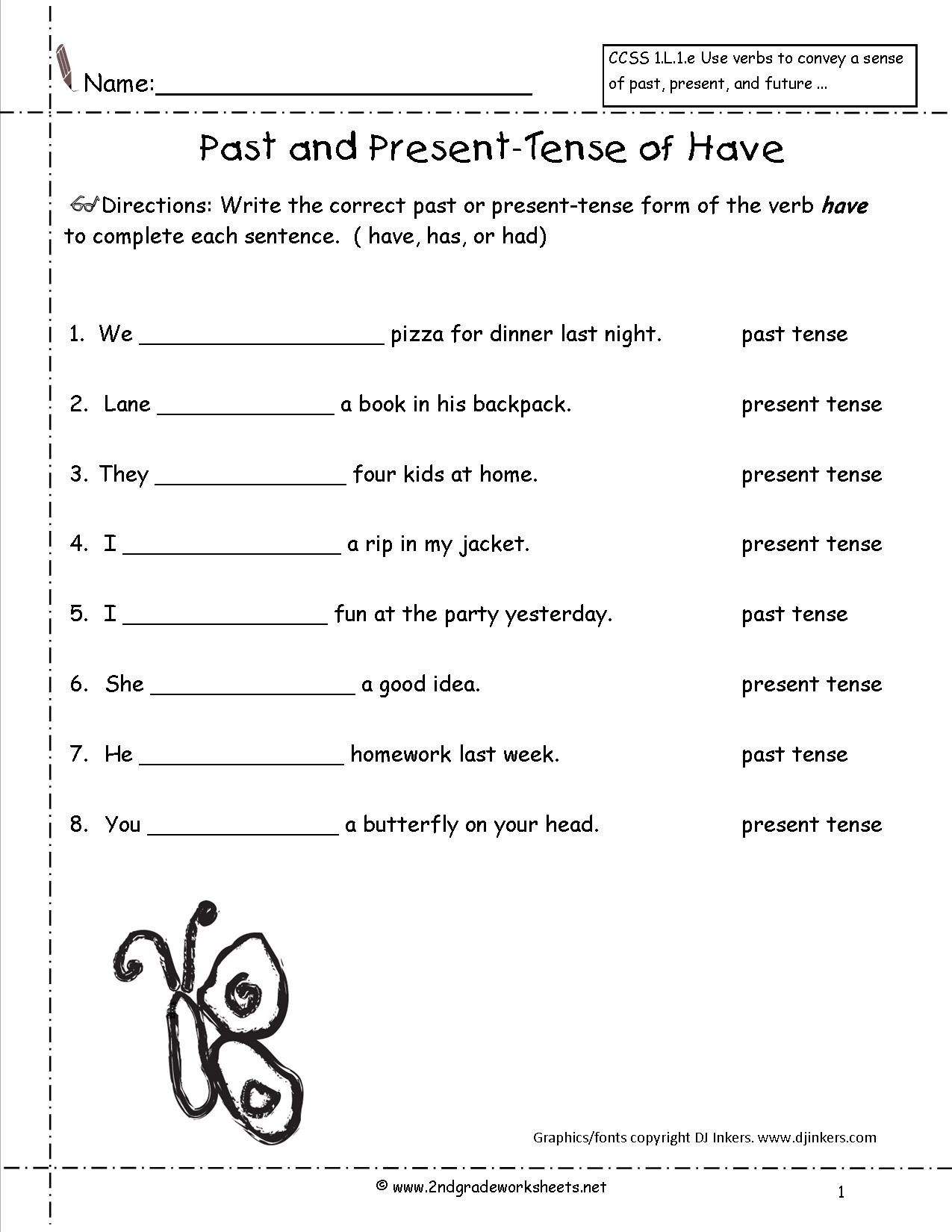 Verb Tense Worksheets 2nd Grade Past Tense Worksheet