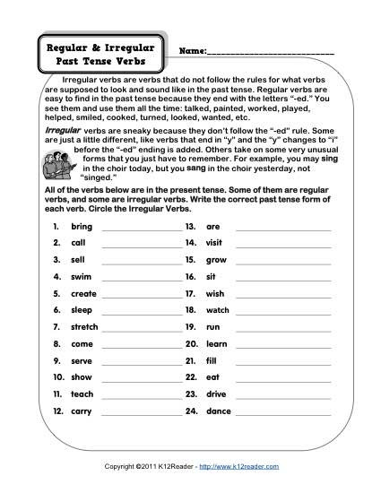 Verb Tense Worksheets 2nd Grade Regular and Irregular Verb Worksheets