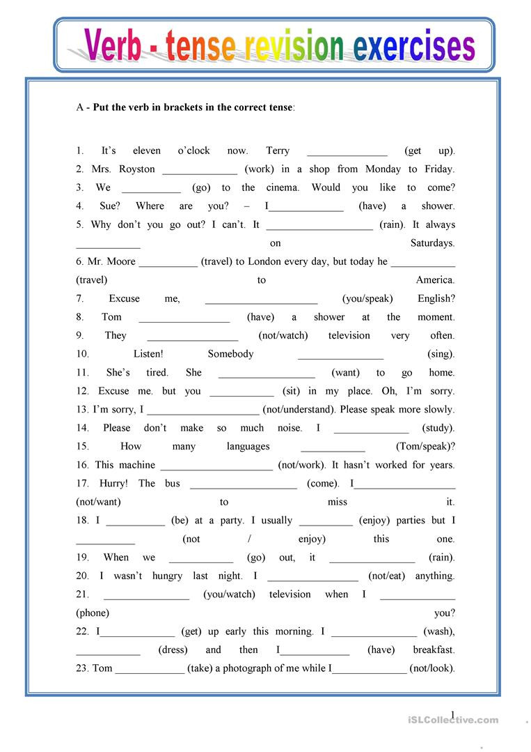 Verb Tense Worksheets 3rd Grade Mixed Verb Tenses English Esl Worksheets for Distance