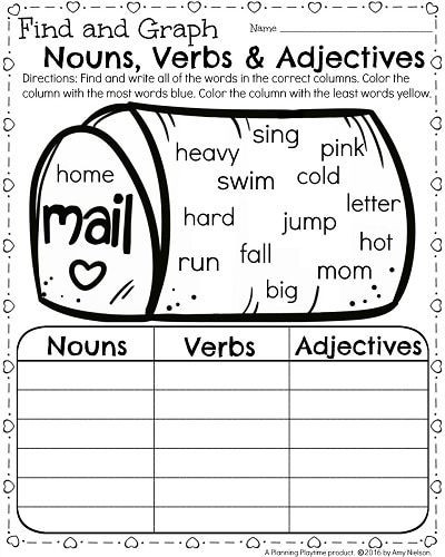 Verbs Worksheet First Grade 1st Grade Math and Literacy Worksheets for February