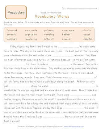 Weather Worksheets for 3rd Grade Fill In the Blanks Vocabulary Worksheet 2