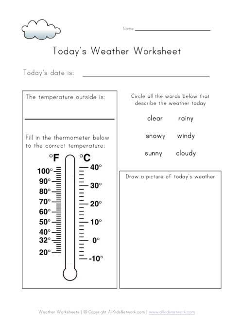 Weather Worksheets for Second Grade today S Weather Worksheet