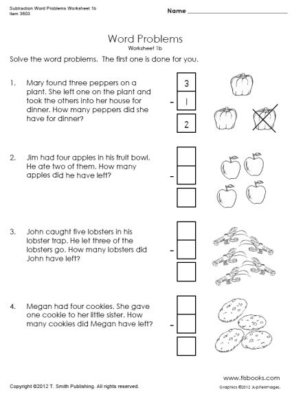 Word Problems Worksheets 1st Grade Subtraction Word Problems Worksheets 1b 1c