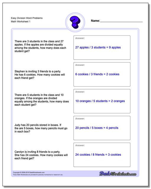 Word Problems Worksheets 1st Grade Word Problems